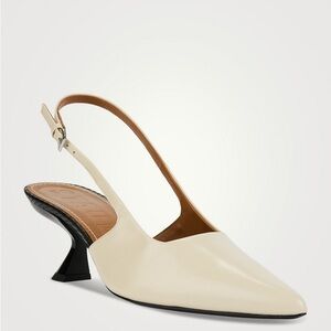 STAUD Cream and Black Slingback Heels